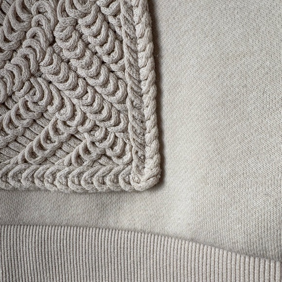 ZARA Women’s Light Beige Round Neck Sweatshirt Tricot Patch Pockets Size Medium - Picture 9 of 15